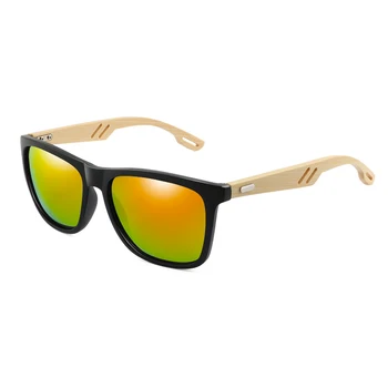 Bambusové Dřevo sluneční Brýle Značky Design Muži Vintage Náměstí Sluneční Brýle, Ženy, Povlak Zrcadla sluneční Brýle UV400 Odstíny Oculos de sol