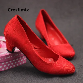 Cresfimix ženy módní lehký zelený vzor vysoké podpatky lady roztomilé sladké taneční boty plus velikost červené vysoké boty na podpatku a5519