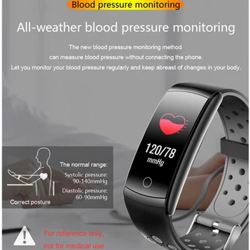 Fitness Tracker Kapela s EKG/BPG Tělesné Teploty, Srdeční Frekvence, Krevního Tlaku Kyslíku Kroky Chytré Hodinky pro Staré Lidi Q8T