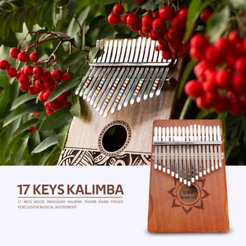 17 Klíče Kalimba Dřevo Mahagon Palec Klavír Prst Bicí Hudební Nástroj Ladění Nástroj Tuner Skladování Taška