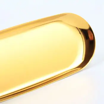 Kovový Úložný Podnos Gold Oválné Tečkovaných Ovocný Talíř Drobné Předměty, Šperky Displej Zásobník Zrcadlo