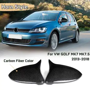 Uhlíkové Vlákno Barva Horn Styl Zpětné Zrcátko, Zadní Kryt View Shell Pouzdro kryt Pro VW GOLF MK7 MK7.5 GTI R. TDI 2013-2018