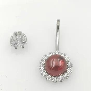 925 sterling silver břicho prsten granát pupek piercing šperky pro ženy