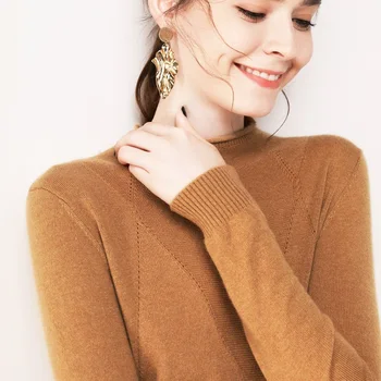 2018 podzim a zima svetr ženy polovinu-vysoký límec krátký kašmírový svetr loose svetr svetr plná barva dna shir