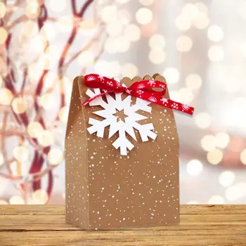 24ks Vánoční Dárkové Krabice Kraft Papírový Sáček s Stuha Vločka Nový Rok Cookie, Cukroví Krabice, Dárkové TagXmas Party Laskavost Tašky