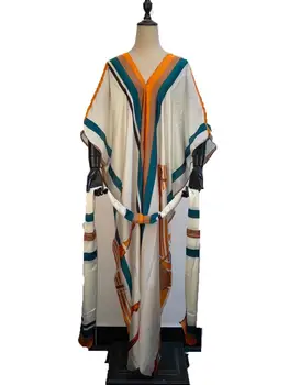 2020 Nové Sexy V-neck Tištěné Boho hedvábný kaftan maxi šaty Hidžáb Večerní Šaty Marocké Kaftan turecké Pákistánu Abaya