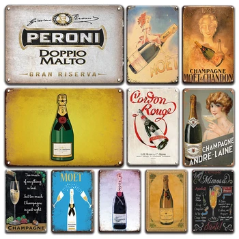 Retro Francie Moet Chandon Kovový Plakát, Znamení, Vintage Tiki Bar Jeskyni Dekorativní Desky, Rustikální Kuchyně Šampaňské Tin Znamení