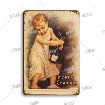 Retro Francie Moet Chandon Kovový Plakát, Znamení, Vintage Tiki Bar Jeskyni Dekorativní Desky, Rustikální Kuchyně Šampaňské Tin Znamení