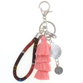 WELLMORE bohemia Řetízky ručně shell s dlouhými střapec slitina klíčenka Holka Bag Klíčenka módní šperky dropshipping