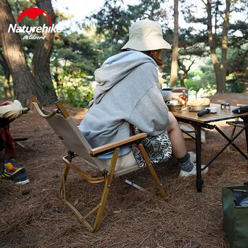 Naturehike Venkovní Camping židle Přenosný Ultralehký skládací Rybářské Relaxovat Piknik Židle, Hliníku, Dřeva, Obilí Nap Cestovní Židle
