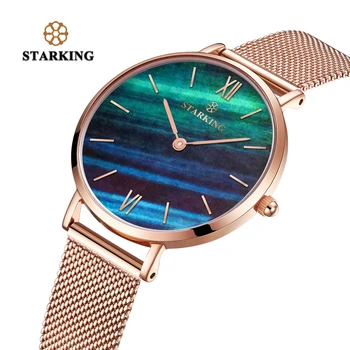 STARKING Top Značky Módní Dámské Mesh Hodinky Ženské Quartz Hodinky Emerald Dámské Luxusní Hodinky z Nerezové Oceli Náramkové hodinky Reloj