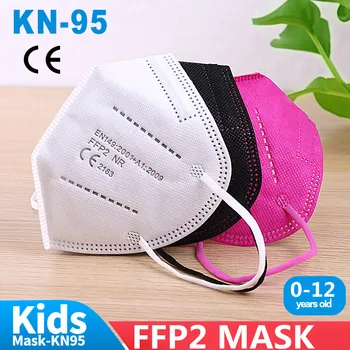 KN95 Mascarillas Děti Dítě FFP2 Maska na Obličej Pro Děti 5 Vrstev Filtrační Respirátor, Ochranná Maska Pro Kluky, Holky KN95Mask