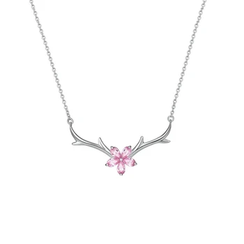 Buckhorn parohy bílý růžový kámen crystal přívěsky náhrdelníky luxusní značky počáteční ženy šperky KXL1165