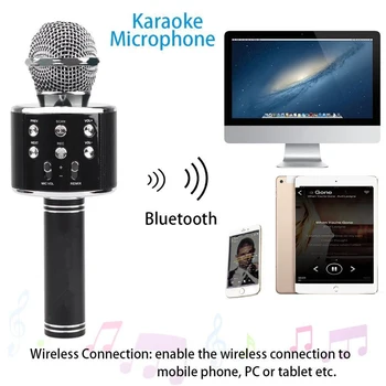Hot prodej Multi-funkční Bezdrátový Mikrofon WS-858 Ruční Karaoke Mikrofon USB KTV Přehrávač, karaoke mikrofon, bluetooth